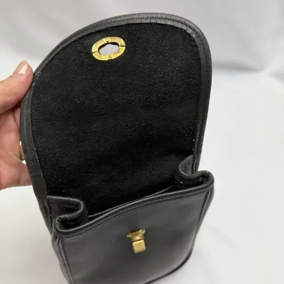 Coach Vintage Leather Crossbody Black Turnlock NYC 9378 Mini Purse Distressed - Picture 9 of 13